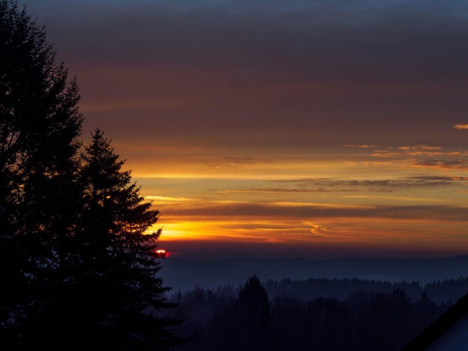 Sonnenuntergang von der K�che aus Doppelhaush�lfte Spiegelau